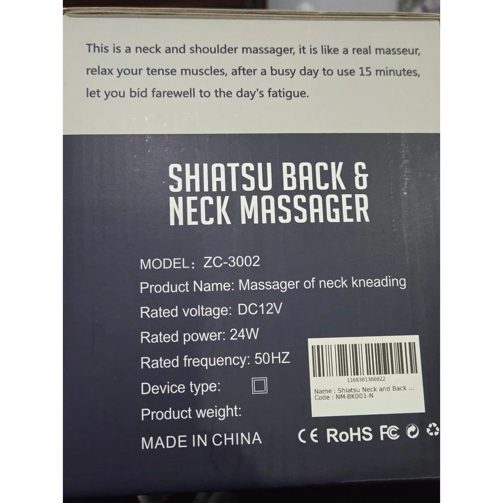 Daily Life Shiatsu Back and Neck Massager Heat 8 Nodes ZC-3002 Black PU Leather - Picture 3 of 6